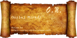 Oszlej Mirkó névjegykártya